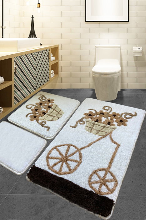 Mijölnir Juego de alfombrillas de baño Alacati Brown - 3 piezas Mijölnir Juego de alfombrillas de baño Alacati Brown - 3 piezas